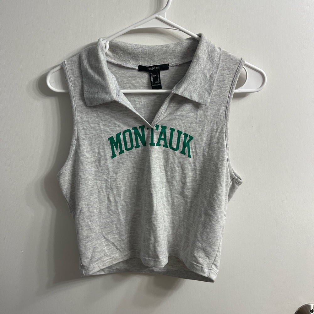 Gray Sleeveless Crop Tank